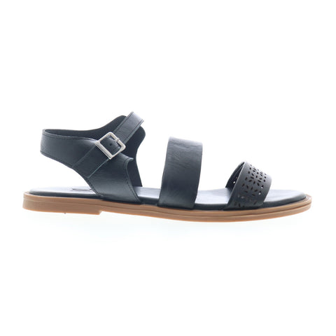 Miz Mooz Fatima Womens Black Leather Hook & Loop Strap Sandals Shoes