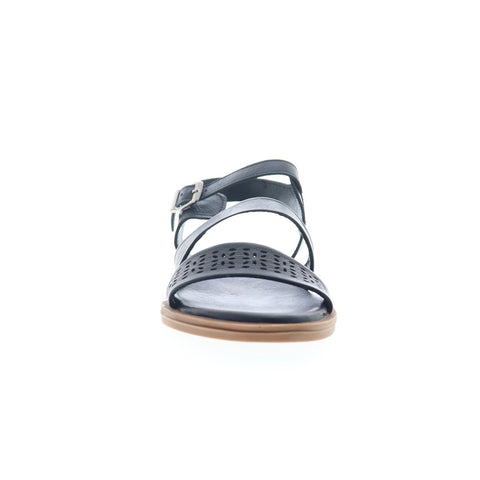 Miz Mooz Fatima Womens Black Leather Hook & Loop Strap Sandals Shoes