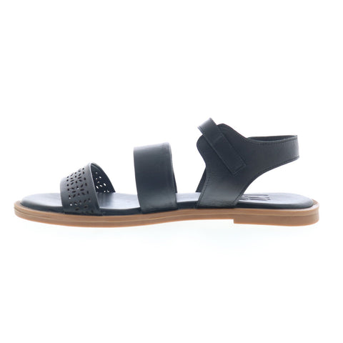 Miz Mooz Fatima Womens Black Leather Hook & Loop Strap Sandals Shoes