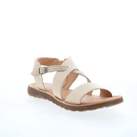 Miz Mooz Fawna Womens Beige Leather Zipper Strap Sandals Shoes