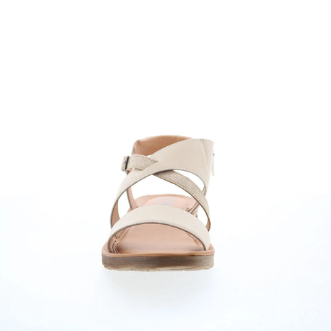 Miz Mooz Fawna Womens Beige Leather Zipper Strap Sandals Shoes