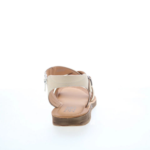 Miz Mooz Fawna Womens Beige Leather Zipper Strap Sandals Shoes