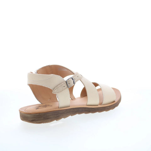 Miz Mooz Fawna Womens Beige Leather Zipper Strap Sandals Shoes