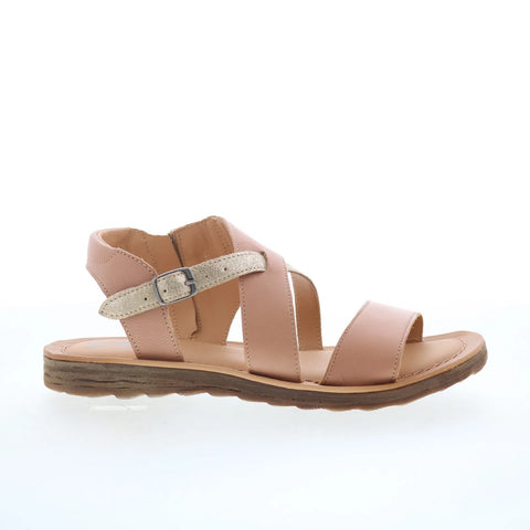 Miz Mooz Fawna Womens Beige Leather Zipper Strap Sandals Shoes