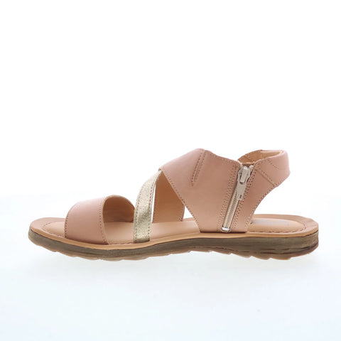 Miz Mooz Fawna Womens Beige Leather Zipper Strap Sandals Shoes