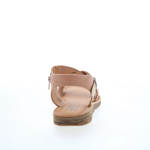 Miz Mooz Fawna Womens Beige Leather Zipper Strap Sandals Shoes