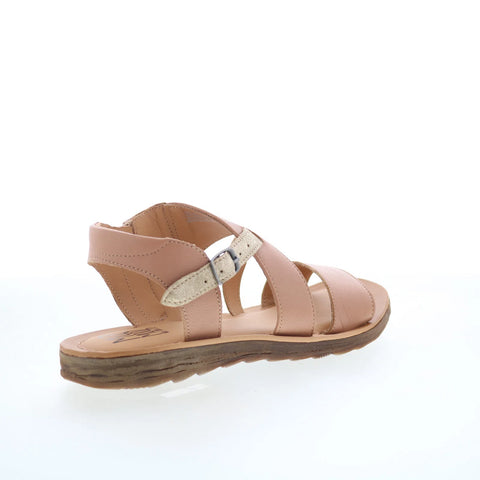 Miz Mooz Fawna Womens Beige Leather Zipper Strap Sandals Shoes