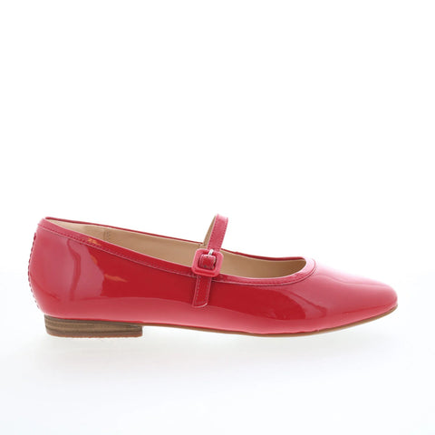 Clarks Fawna Sky 26178781 Womens Red Suede Strap Ballet Flats Shoes