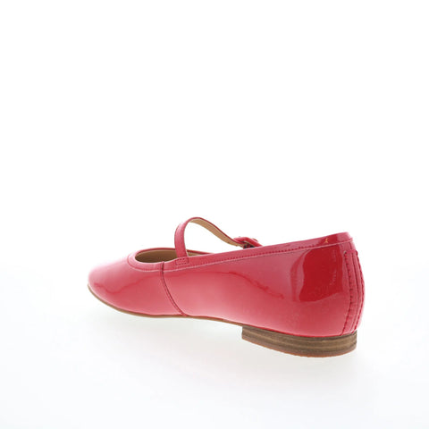 Clarks Fawna Sky 26178781 Womens Red Suede Strap Ballet Flats Shoes