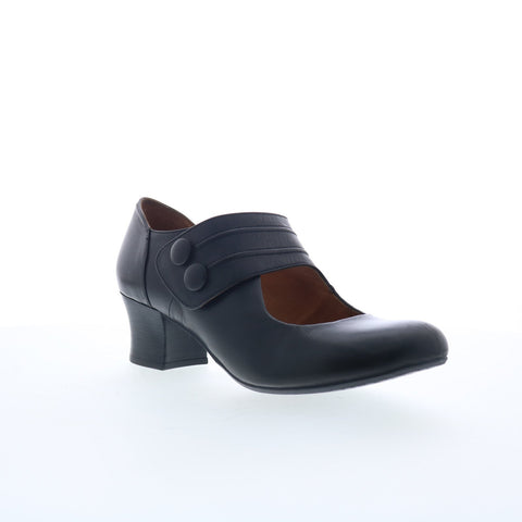 Miz Mooz Fayth Womens Black Leather Slip On Pumps Heels Shoes