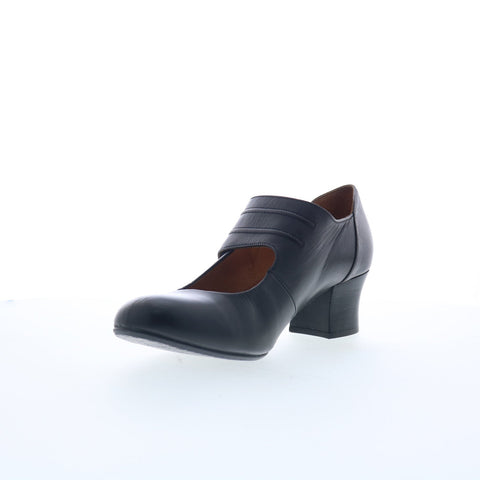 Miz Mooz Fayth Womens Black Leather Slip On Pumps Heels Shoes