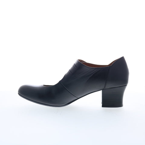 Miz Mooz Fayth Womens Black Leather Slip On Pumps Heels Shoes