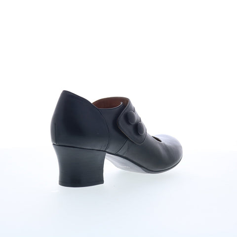 Miz Mooz Fayth Womens Black Leather Slip On Pumps Heels Shoes