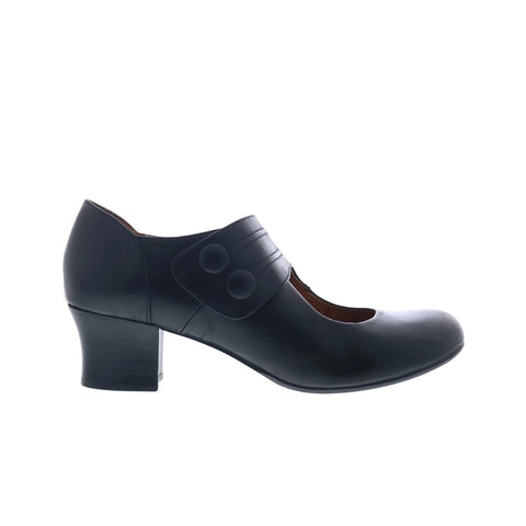Miz Mooz Fayth Womens Black Leather Slip On Pumps Heels Shoes