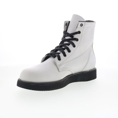 Broken Homme James Boot FB12002 Mens White Leather Casual Dress Boots
