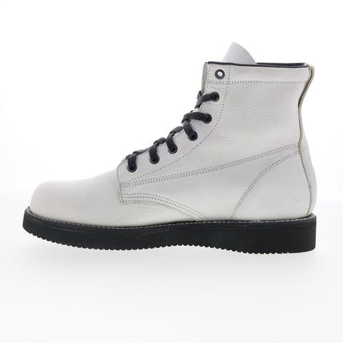 Broken Homme James Boot FB12002 Mens White Leather Casual Dress Boots