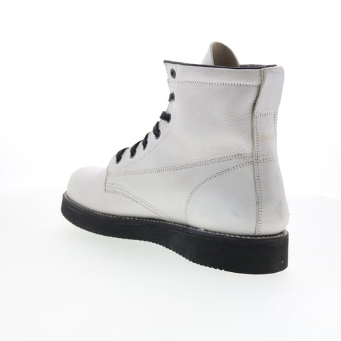 Broken Homme James Boot FB12002 Mens White Leather Casual Dress Boots