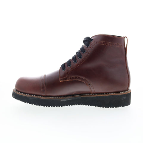 Broken Homme Aaron FB14021 Mens Brown Leather Lace Up Casual Dress Boots