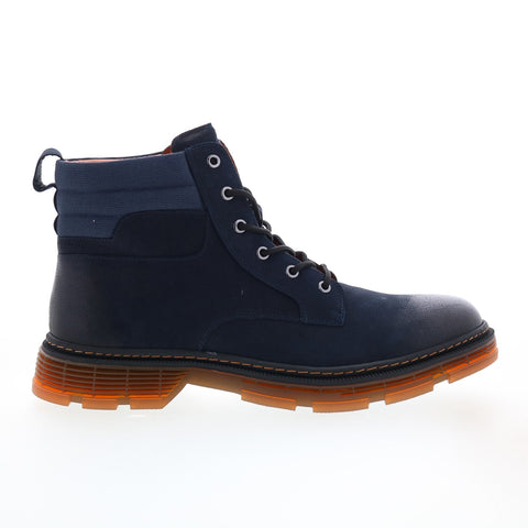 French Connection Jacques FC7166B Mens Blue Leather Casual Dress Boots