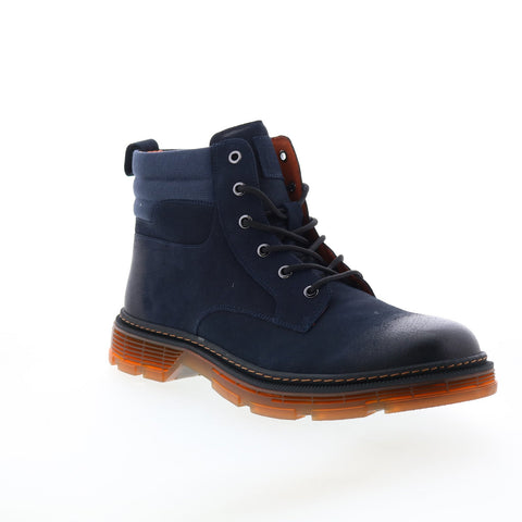 French Connection Jacques FC7166B Mens Blue Leather Casual Dress Boots