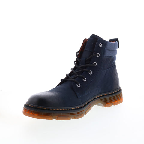 French Connection Jacques FC7166B Mens Blue Leather Casual Dress Boots
