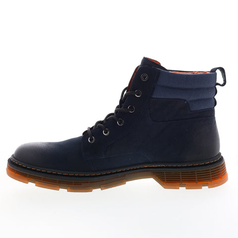 French Connection Jacques FC7166B Mens Blue Leather Casual Dress Boots