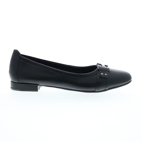 David Tate Feisty Womens Black Narrow Leather Slip On Ballet Flats Shoes