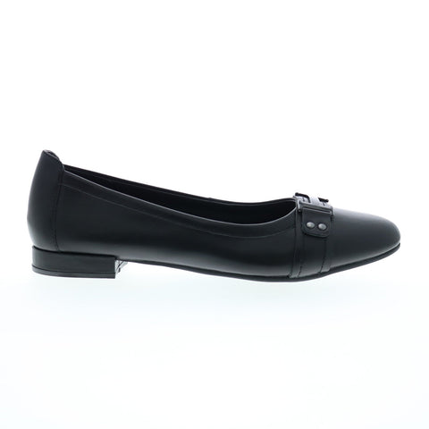 David Tate Feisty Womens Black Leather Slip On Ballet Flats Shoes