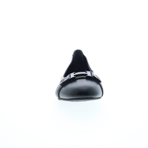 David Tate Feisty Womens Black Leather Slip On Ballet Flats Shoes