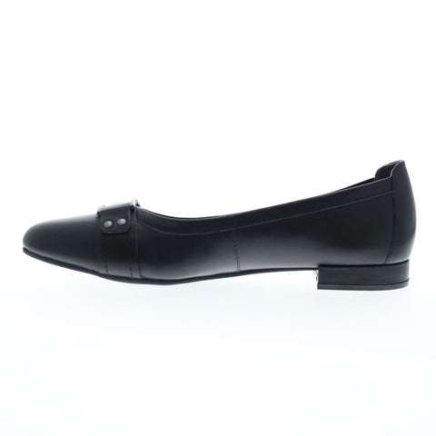 David Tate Feisty Womens Black Narrow Leather Slip On Ballet Flats Shoes