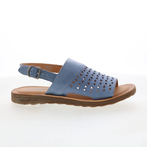 Miz Mooz Felena Womens Blue Leather Hook & Loop Slingback Sandals Shoes
