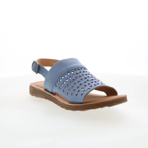 Miz Mooz Felena Womens Blue Leather Hook & Loop Slingback Sandals Shoes