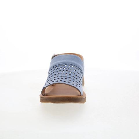 Miz Mooz Felena Womens Blue Leather Hook & Loop Slingback Sandals Shoes