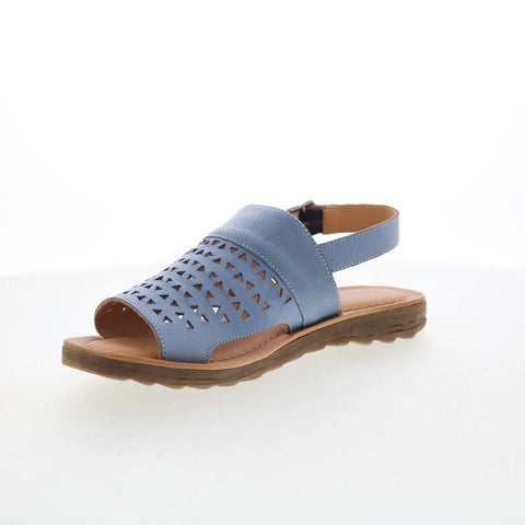 Miz Mooz Felena Womens Blue Leather Hook & Loop Slingback Sandals Shoes