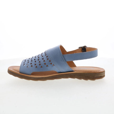 Miz Mooz Felena Womens Blue Leather Hook & Loop Slingback Sandals Shoes