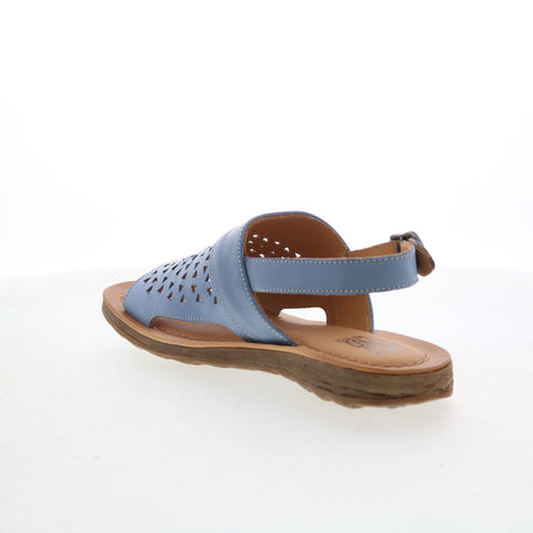 Miz Mooz Felena Womens Blue Leather Hook & Loop Slingback Sandals Shoes