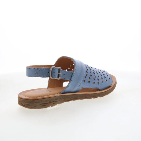 Miz Mooz Felena Womens Blue Leather Hook & Loop Slingback Sandals Shoes