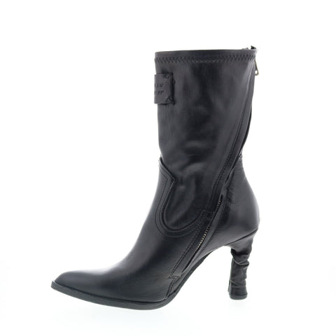 A.S. 98 Felicia Womens Black Leather Zipper Ankle & Booties Boots