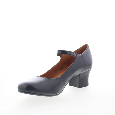 Miz Mooz Felicitie Womens Black Leather Hook & Loop Pumps Heels Shoes