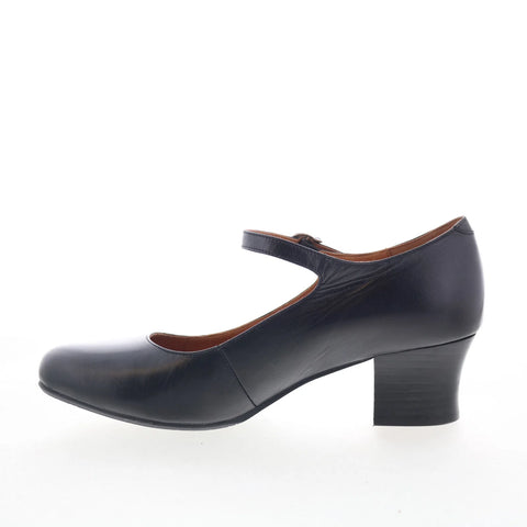 Miz Mooz Felicitie Womens Black Leather Hook & Loop Pumps Heels Shoes
