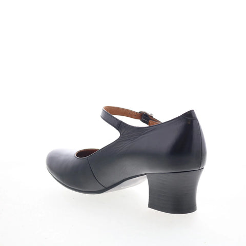 Miz Mooz Felicitie Womens Black Leather Hook & Loop Pumps Heels Shoes