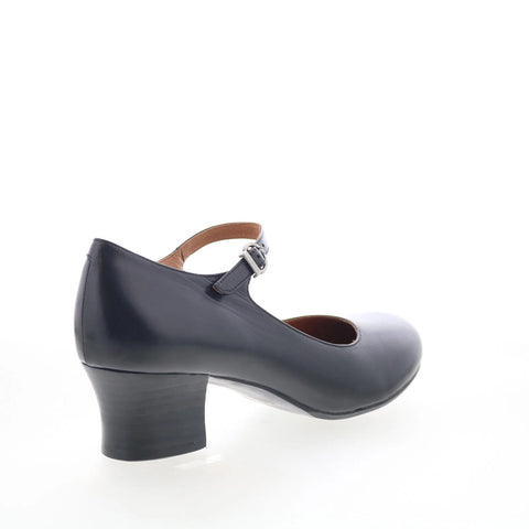 Miz Mooz Felicitie Womens Black Leather Hook & Loop Pumps Heels Shoes