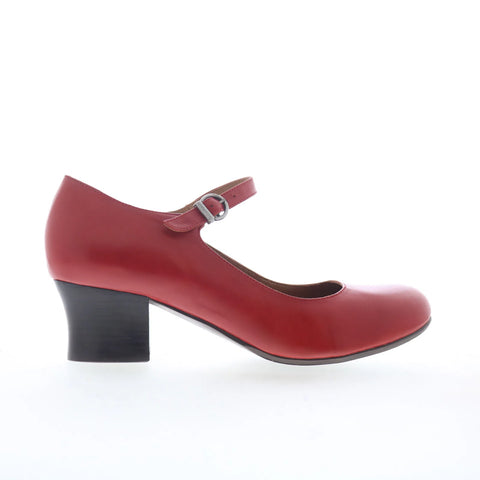 Miz Mooz Felicitie Womens Red Leather Hook & Loop Pumps Heels Shoes