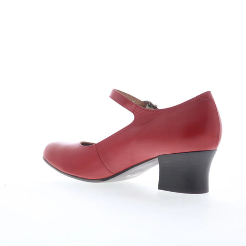 Miz Mooz Felicitie Womens Red Leather Hook & Loop Pumps Heels Shoes