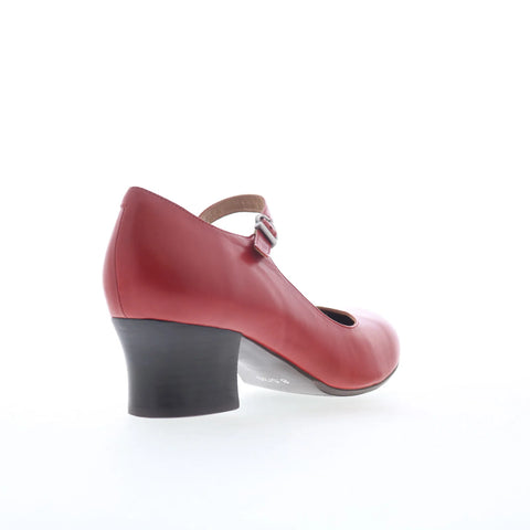 Miz Mooz Felicitie Womens Red Leather Hook & Loop Pumps Heels Shoes