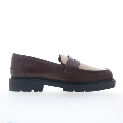 Miz Mooz Felina Womens Brown Leather Slip On Loafer Flats Shoes