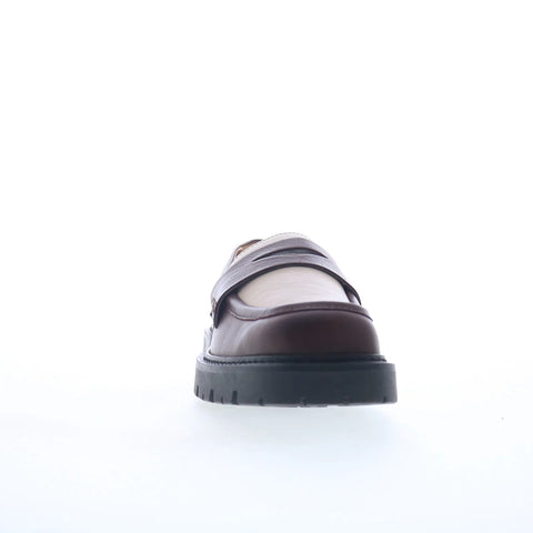 Miz Mooz Felina Womens Brown Leather Slip On Loafer Flats Shoes