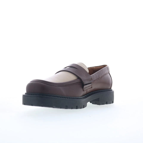 Miz Mooz Felina Womens Brown Leather Slip On Loafer Flats Shoes