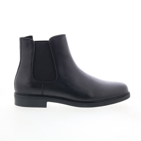 Calvin Klein Fenwick CMFENWICK Mens Black Leather Slip On Chelsea Boots