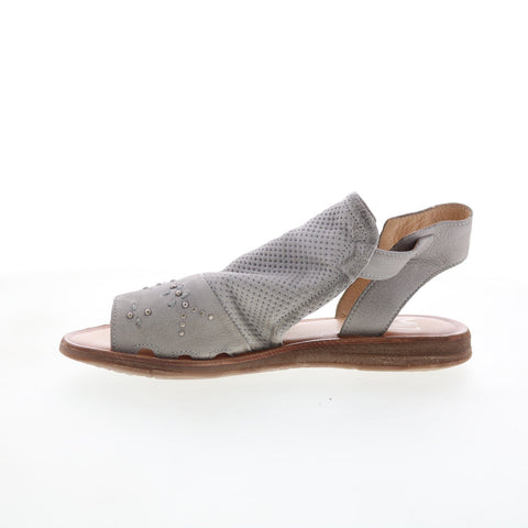 Miz Mooz Fifi Womens Gray Leather Hook & Loop Strap Sandals Shoes